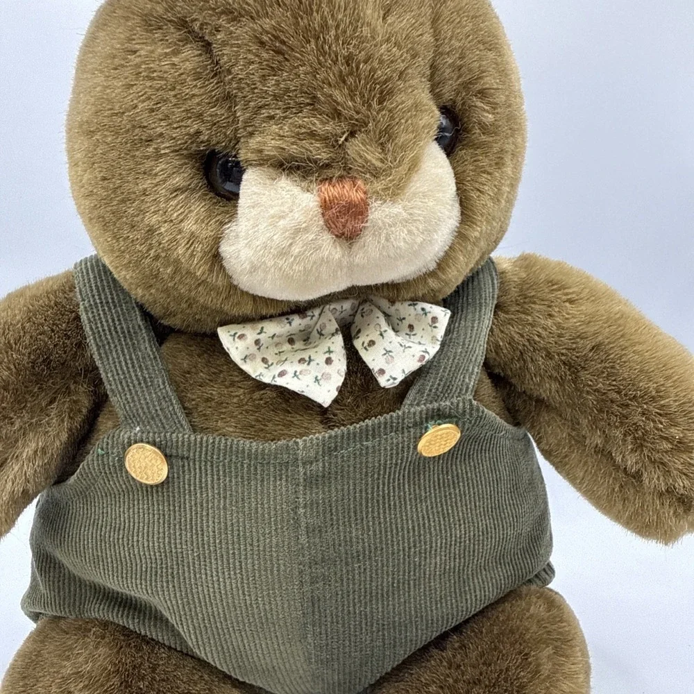 Vintage Chosun Bunny Rabbit Plush Brown Stuffed Easter Corduroy Bow Tie‎